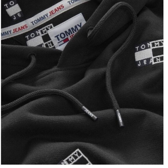 Tommy Jeans Men's Embroidered Drawstring Hoodie Jacket Black Small - Picture 7 of 11